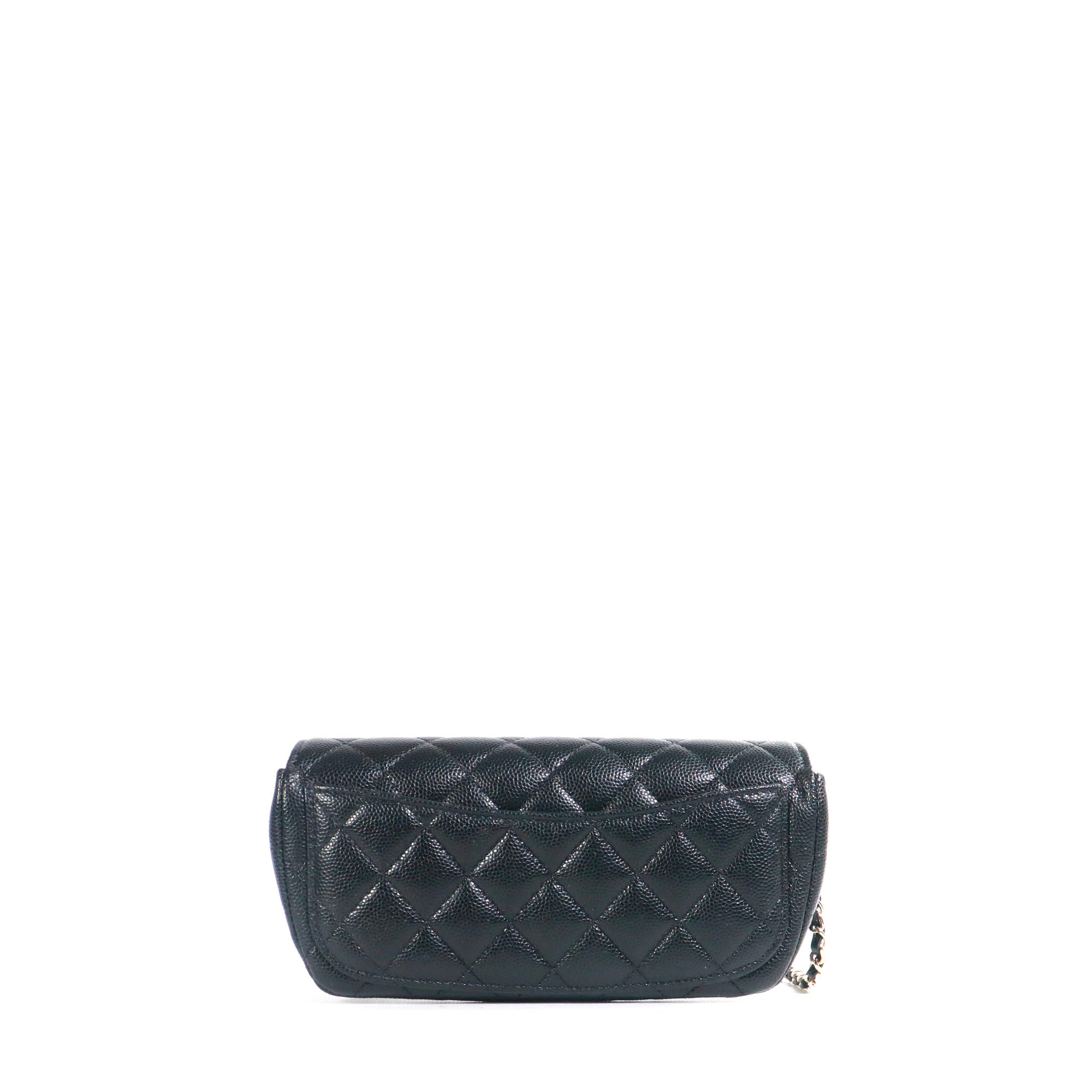 CHANEL - Pochette à bandoulière / Etui à lunettes Chanel en cuir caviar noir
