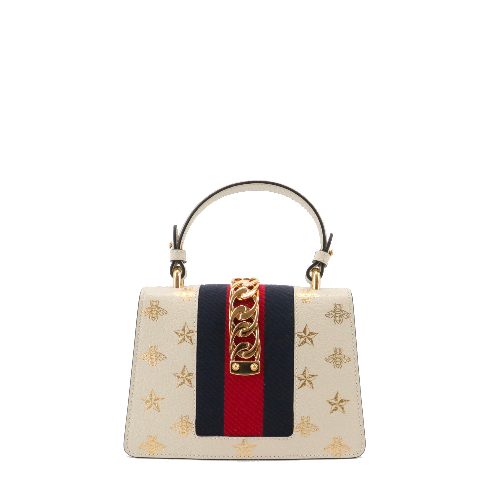 GUCCI - Sac à bandoulière Sylvie édition limitée Gucci en cuir grainé écru à motif