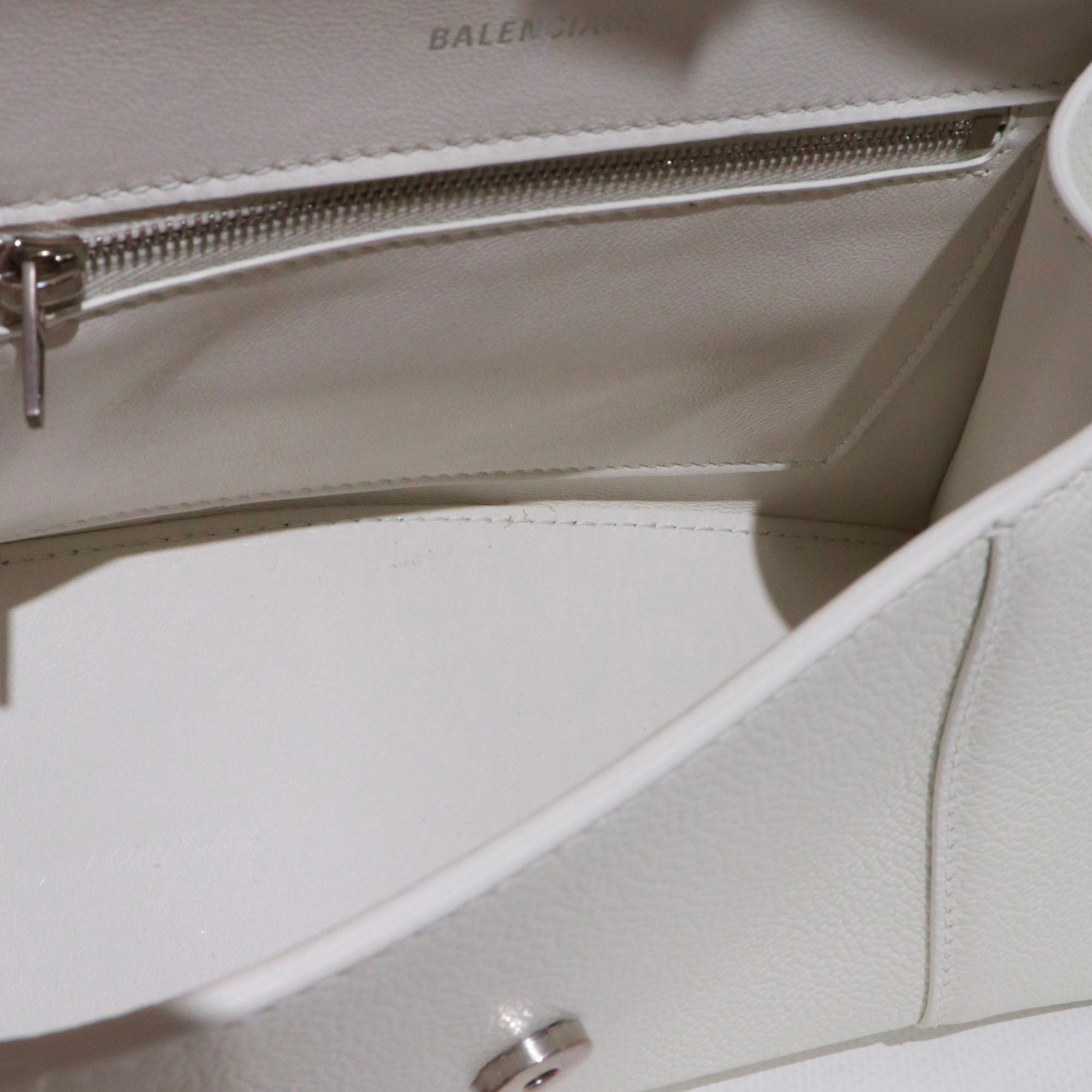 BALENCIAGA - Hourglass Balenciaga Small Size shoulder bag in white grained leather