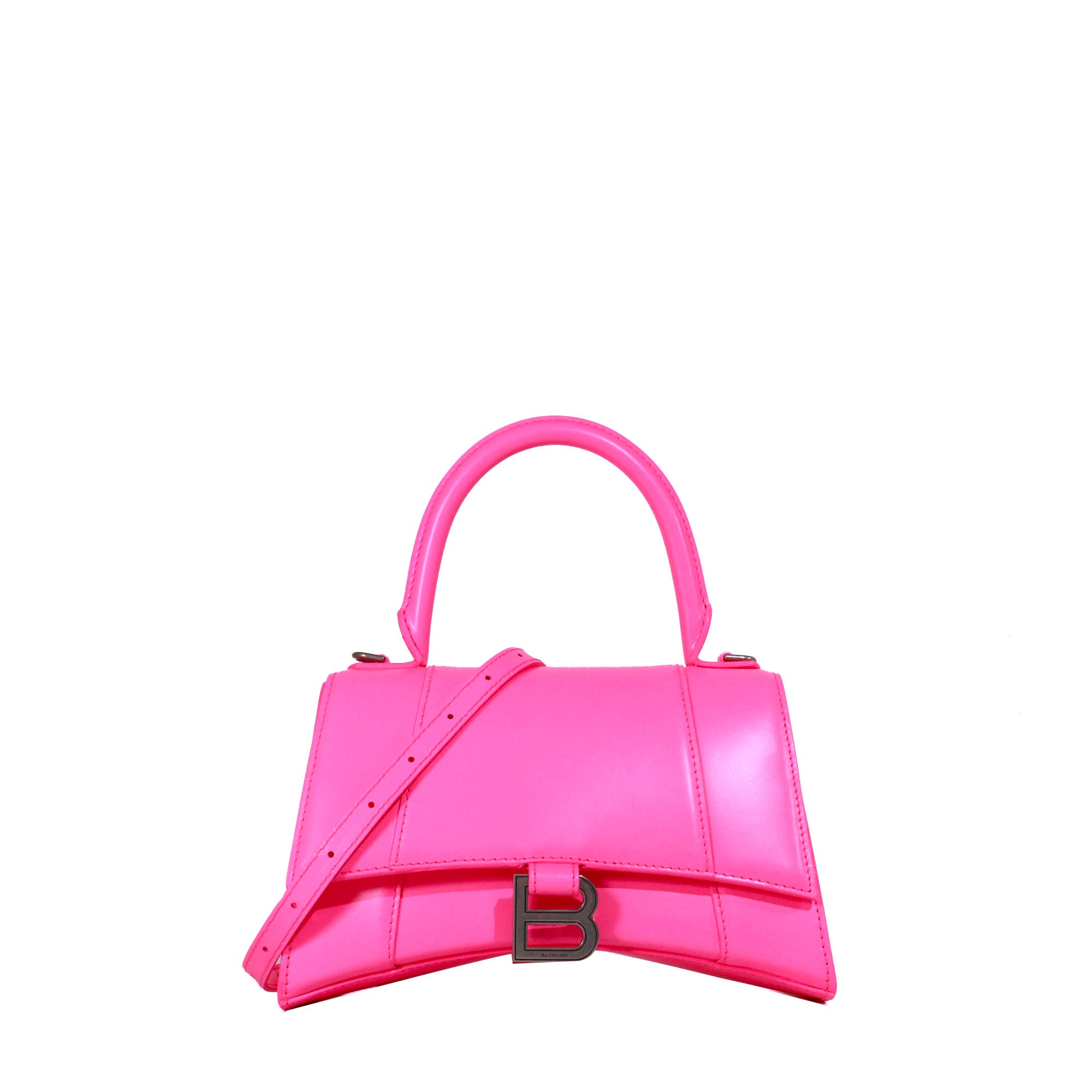 BALENCIAGA - Hourglass Balenciaga Small Size shoulder bag in pink smooth leather