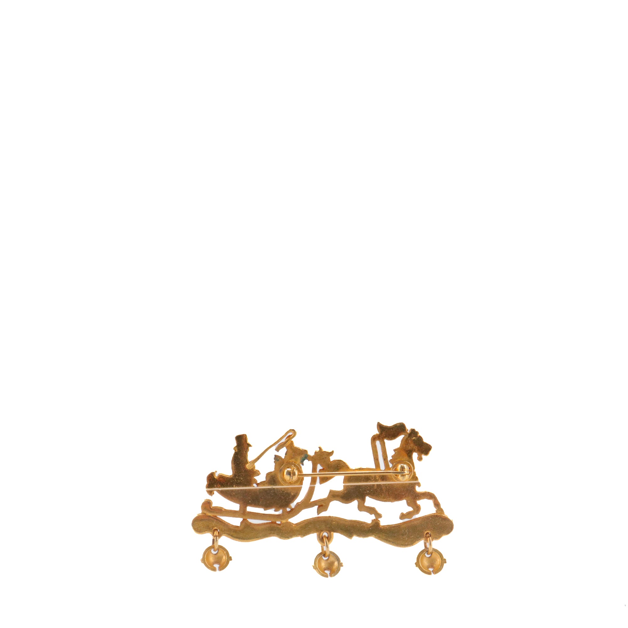 HERMÈS - Hermès Christmas Carriage Brooch in Gold Metal