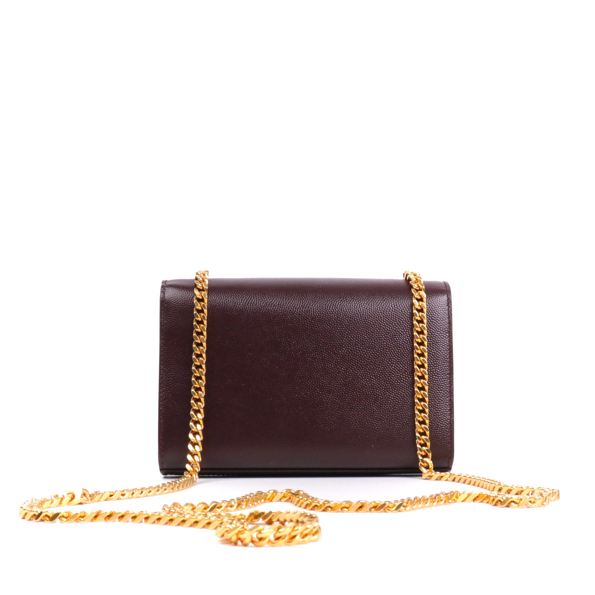 SAINT LAURENT - Sac à bandoulière Kate mini Saint Laurent cuir grainé bordeaux