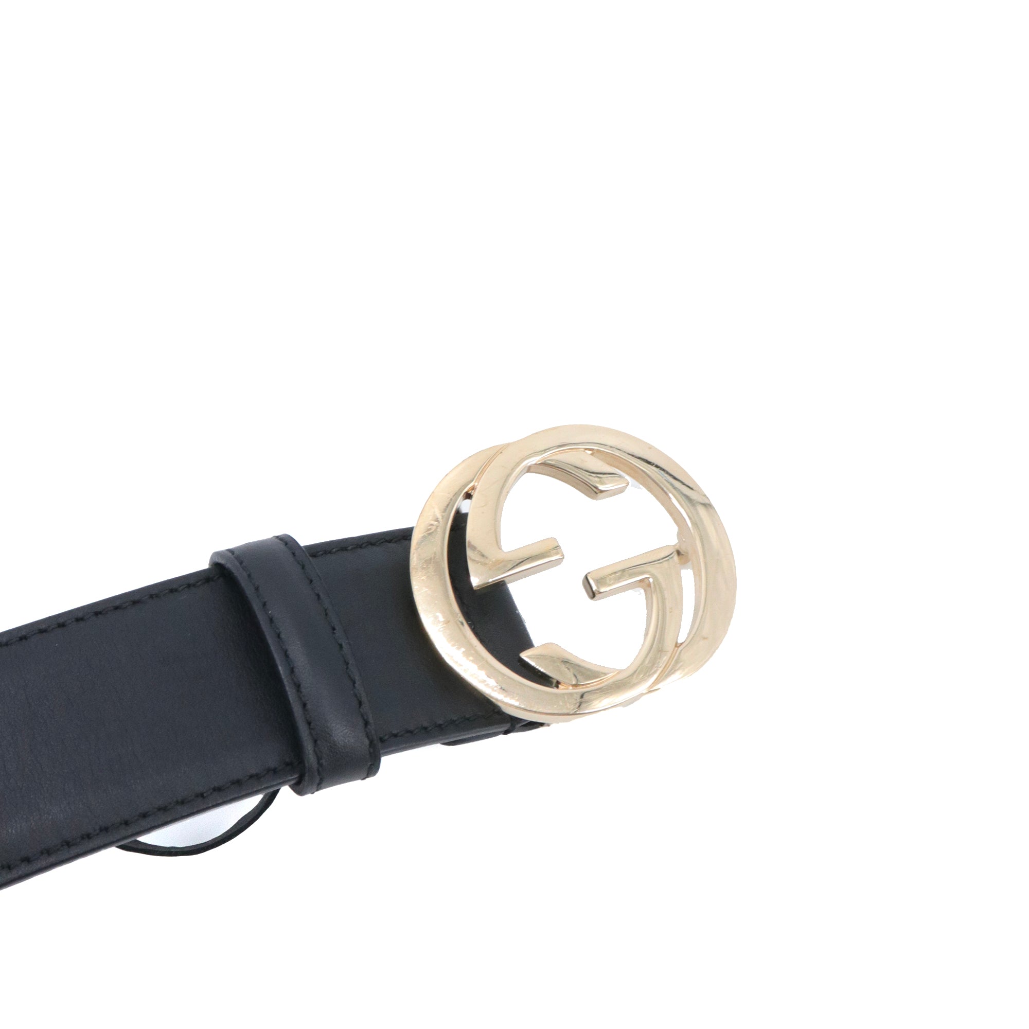GUCCI - Ceinture Boucle GG Gucci en cuir noir (T80)