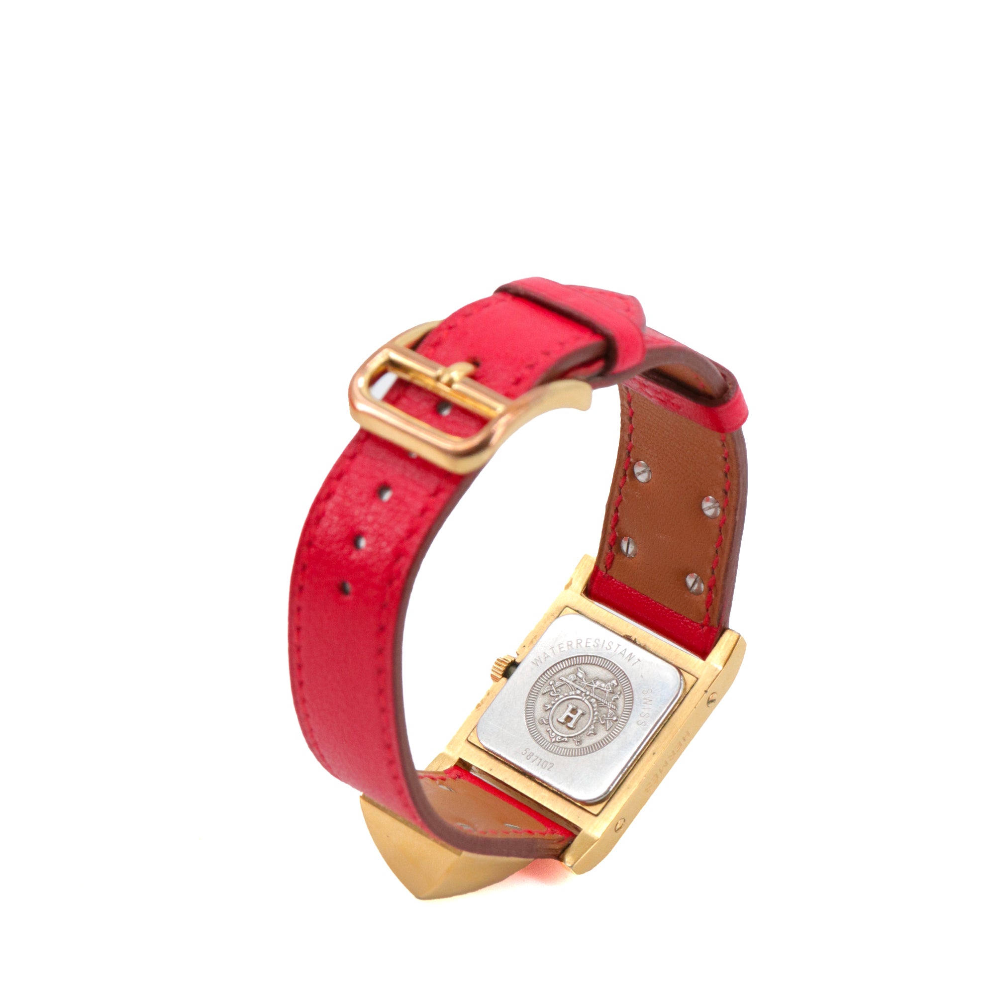 HERMÈS - Médor PM Hermès watch in red leather 