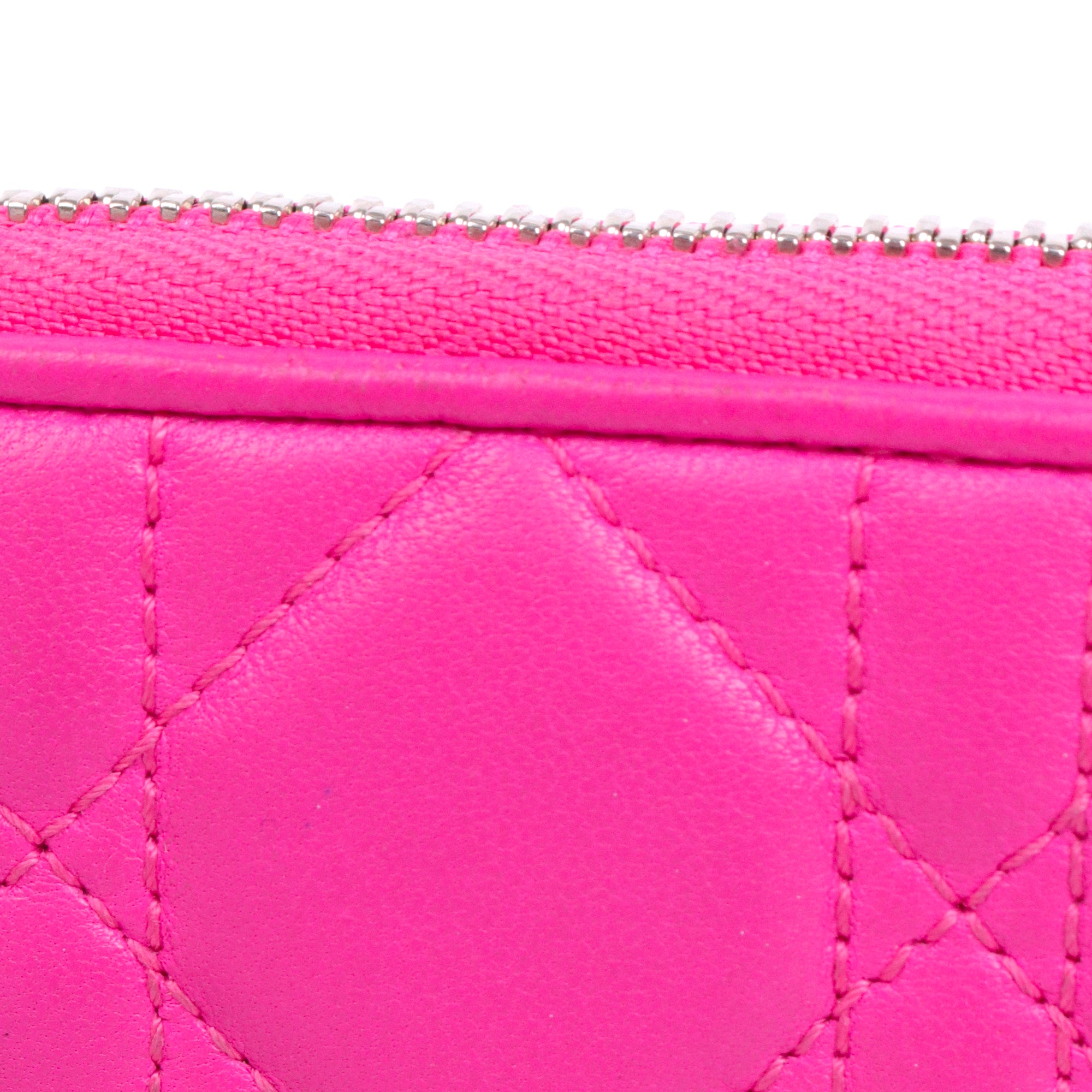 DIOR - Porte-monnaie Voyageur Lady Dior en cuir cannage rose