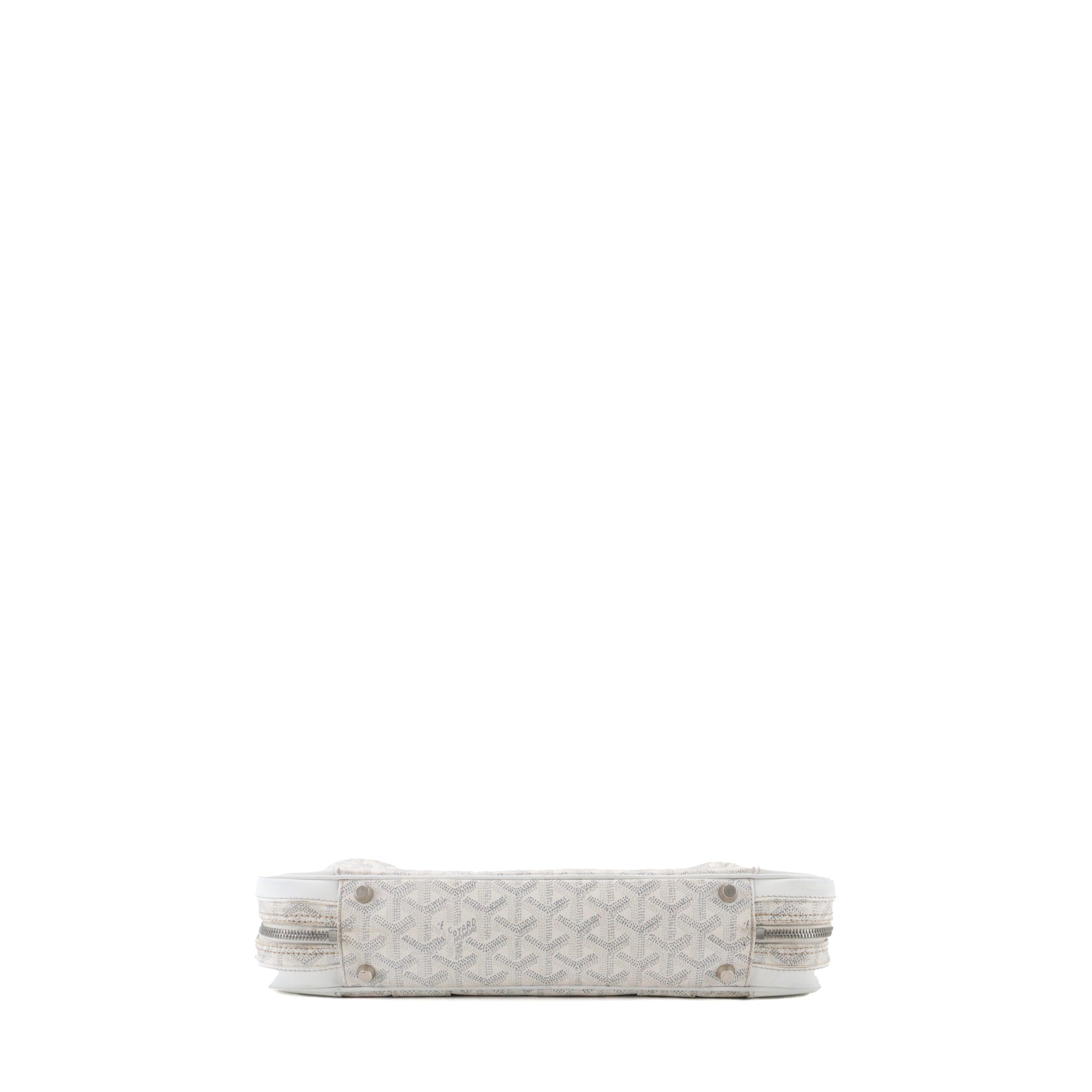 GOYARD - Porte-documents Ambassade Goyard en toile enduite monogrammée blanche