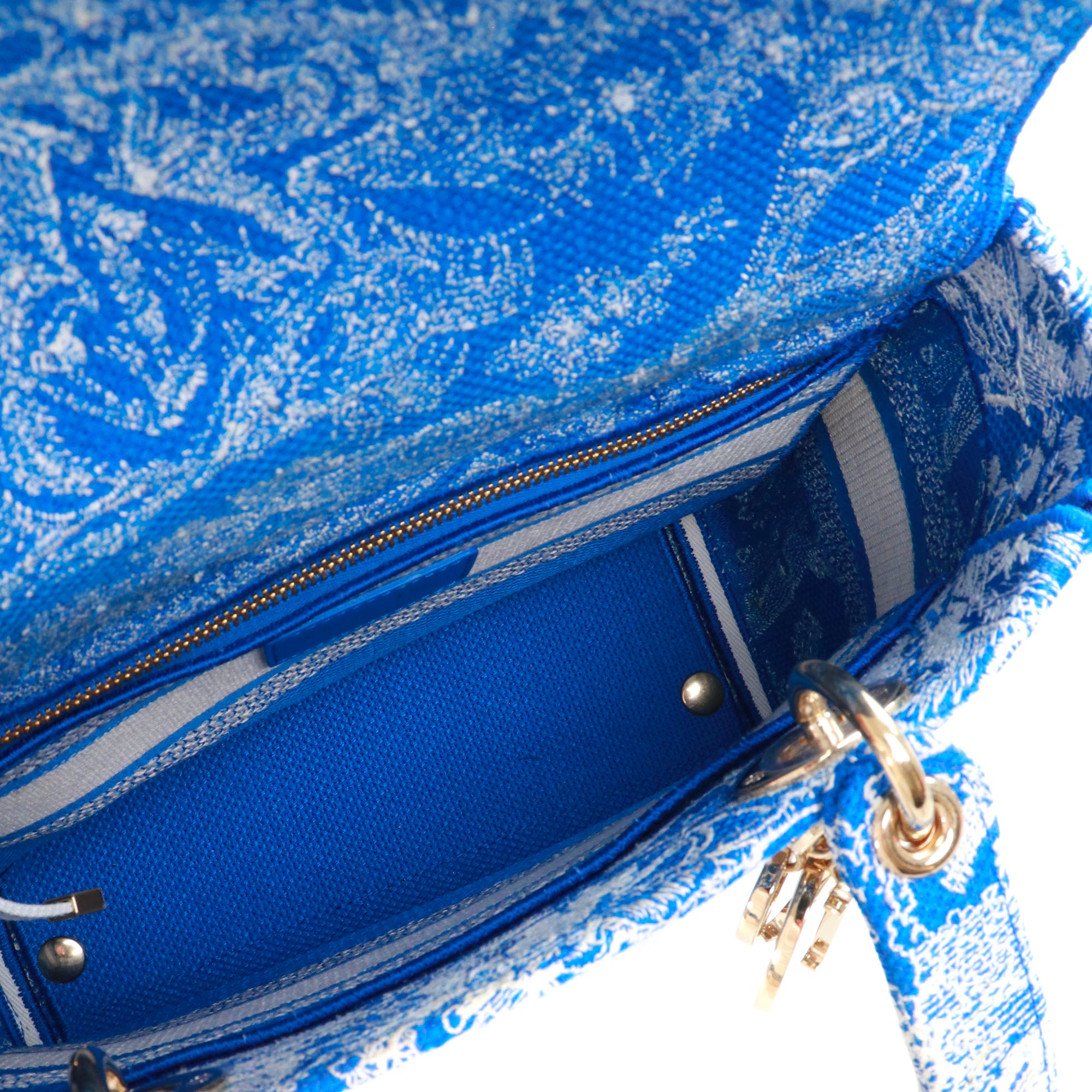 DIOR - Sac à bandoulière Lady D-Lite medium Dior en toile de jouy bleu électrique