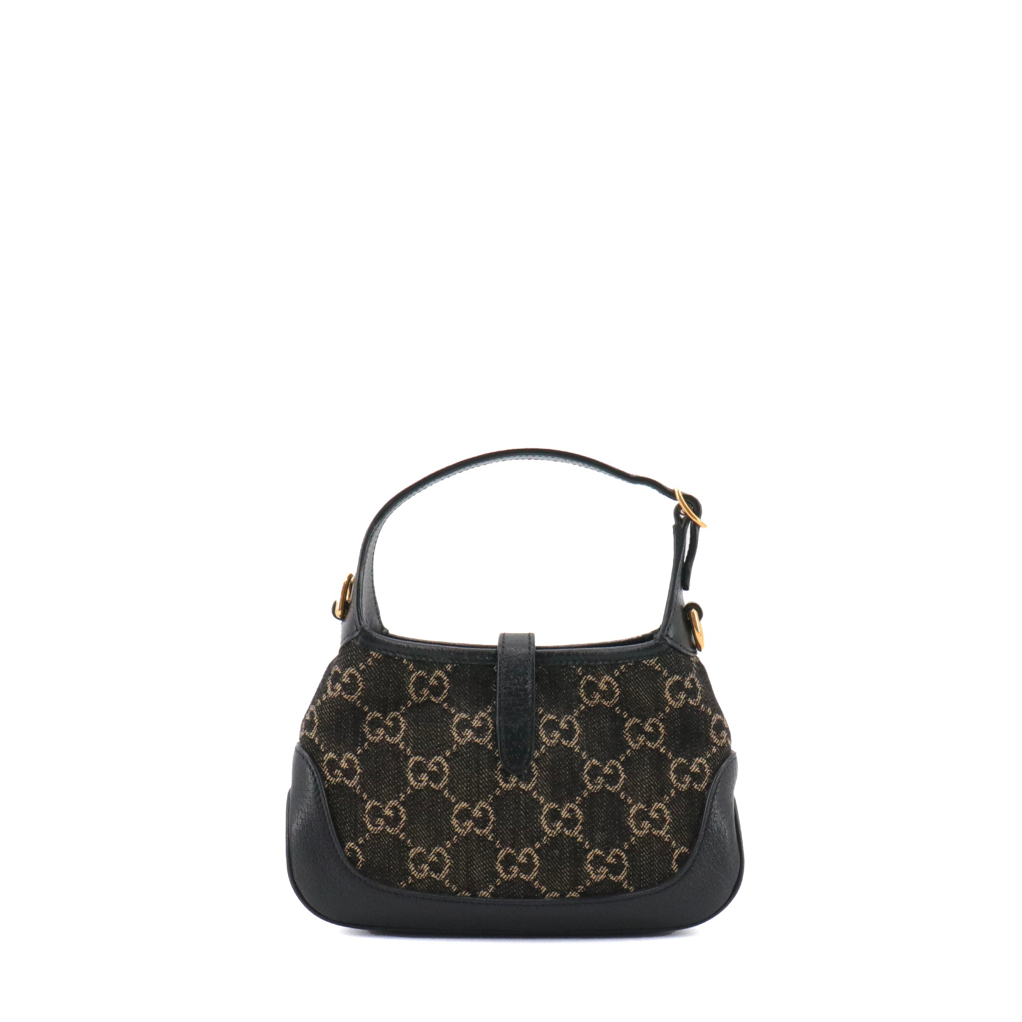 GUCCI - Gucci Jackie mini handbag in black denim and leather