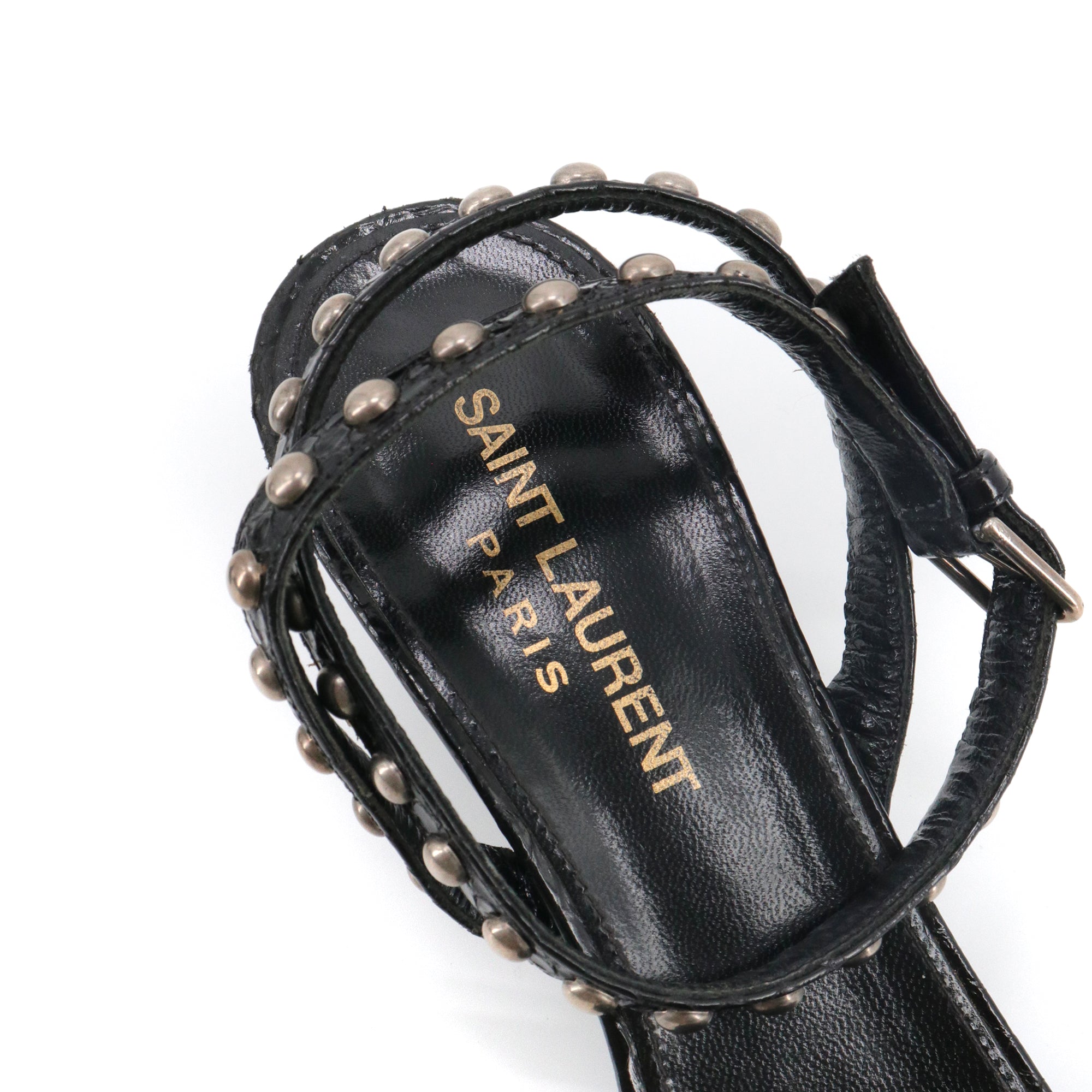SAINT LAURENT - Saint Laurent Kiki heeled sandals with studs (Size 37)