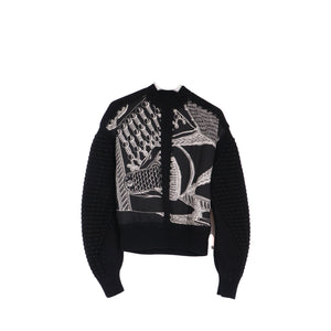 HERMÈS - Pull Twillaine Hermès en soie et laine noire (T34)