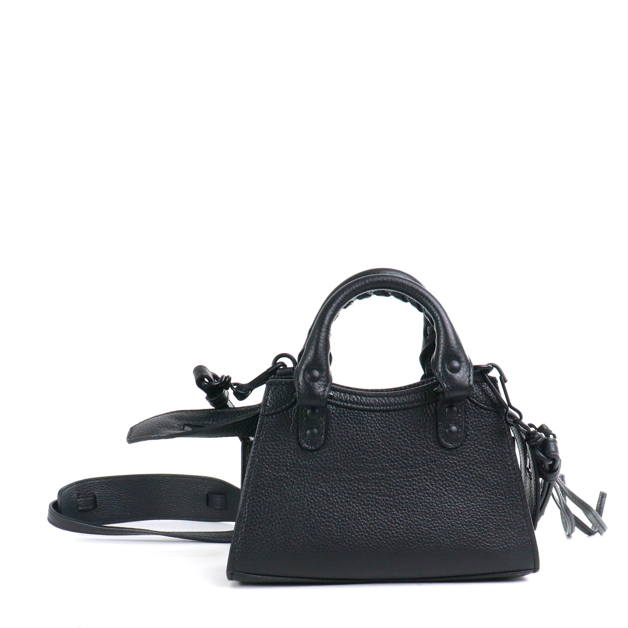 BALENCIAGA - Neo Classic nano shoulder bag in black grained leather