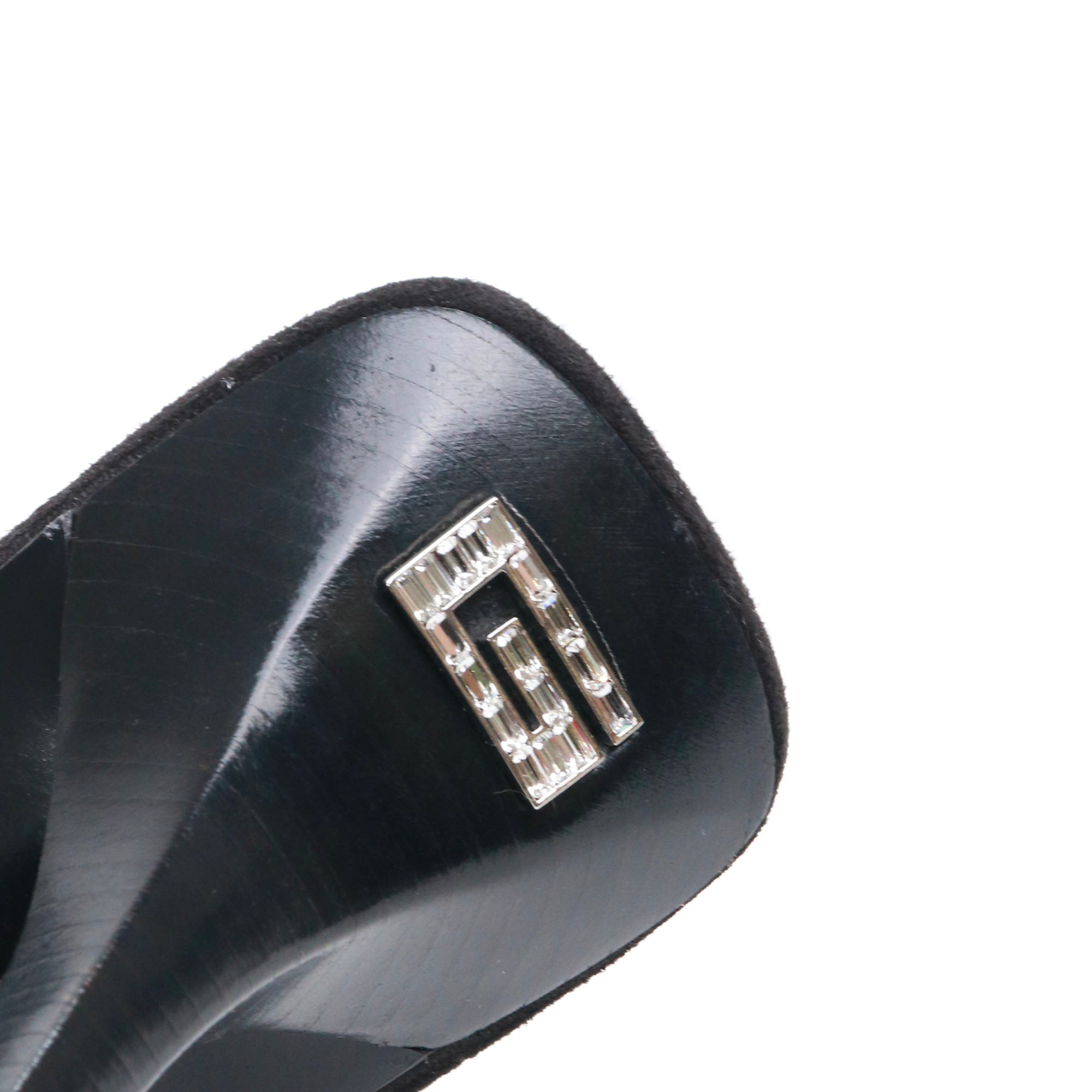 GUCCI - Gucci monogram rhinestone heeled mules with crystals (T42)