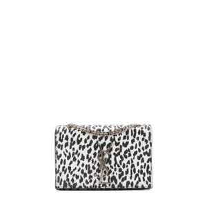 SAINT LAURENT - Sac à bandoulière Kate mini Saint Laurent en cuir noir et blanc