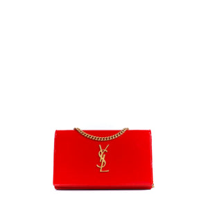 SAINT LAURENT - Sac à bandoulière Kate medium Saint Laurent cuir verni rouge