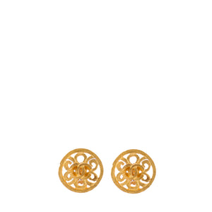 CHANEL - Boucles d’oreilles CC Chanel en metal doré vintage