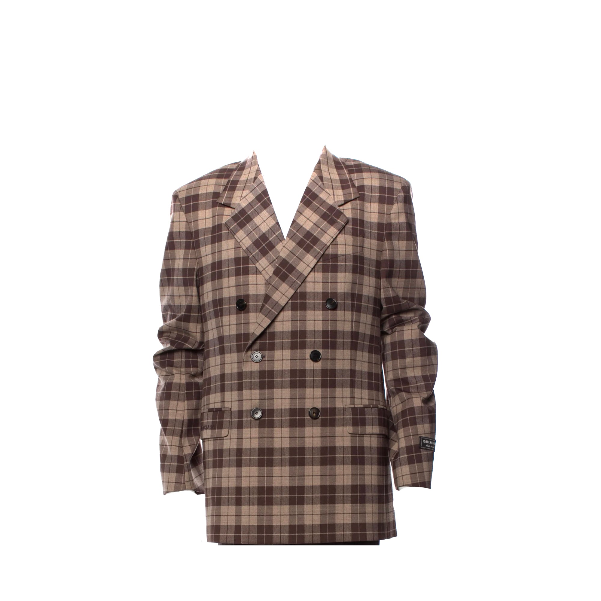 BALENCIAGA - Blazer Balenciaga en tissu à carreaux marron (T44)