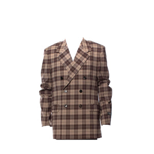 BALENCIAGA - Blazer Balenciaga en tissu à carreaux marron (T44)