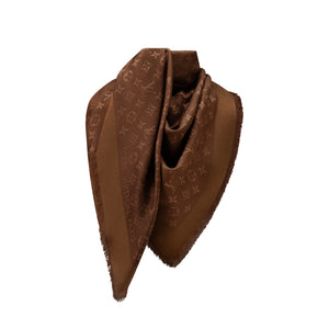 LOUIS VUITTON - Monogram Classic Louis Vuitton shawl in brown silk 