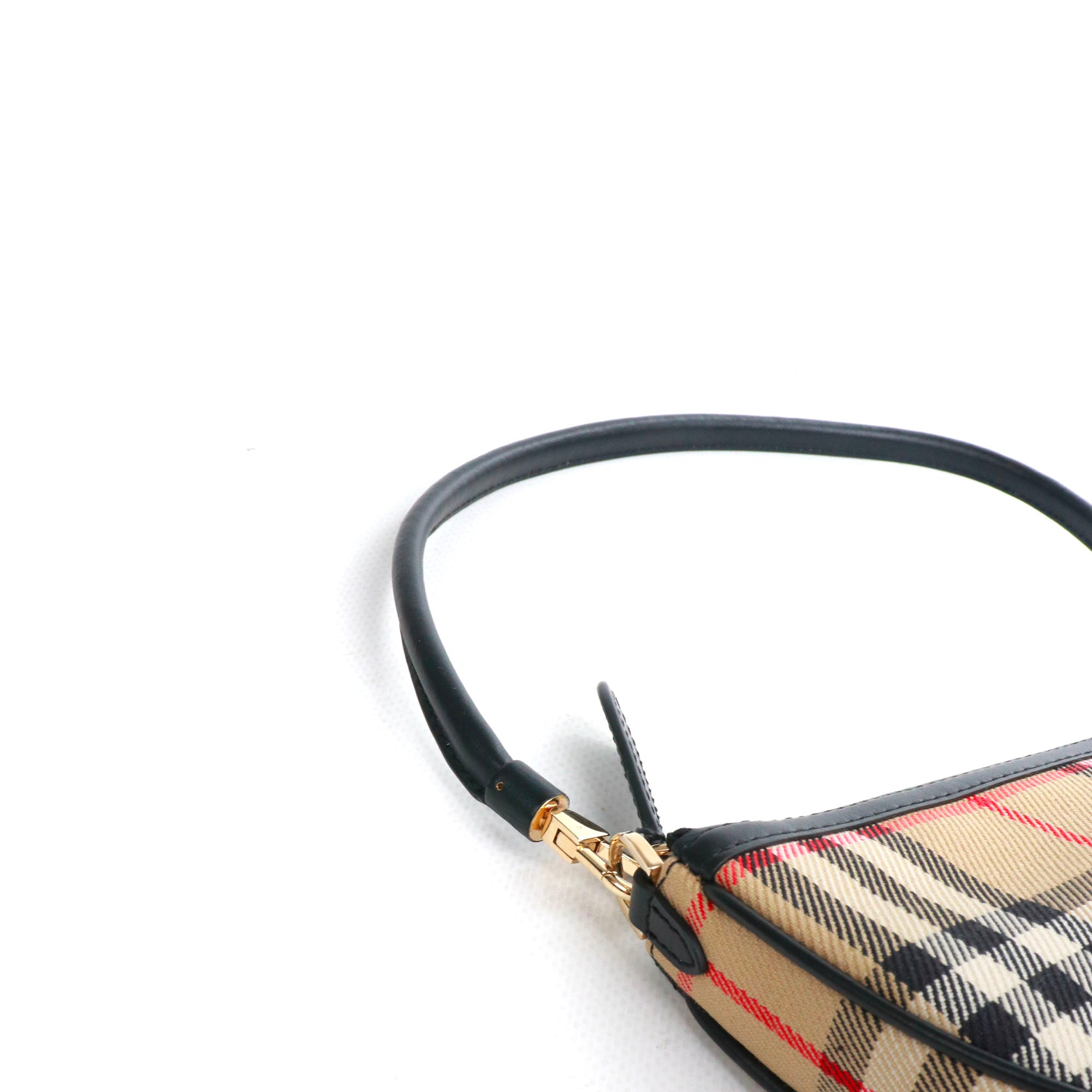 BURBERRY - Farley shoulder bag in red canvas and leather 