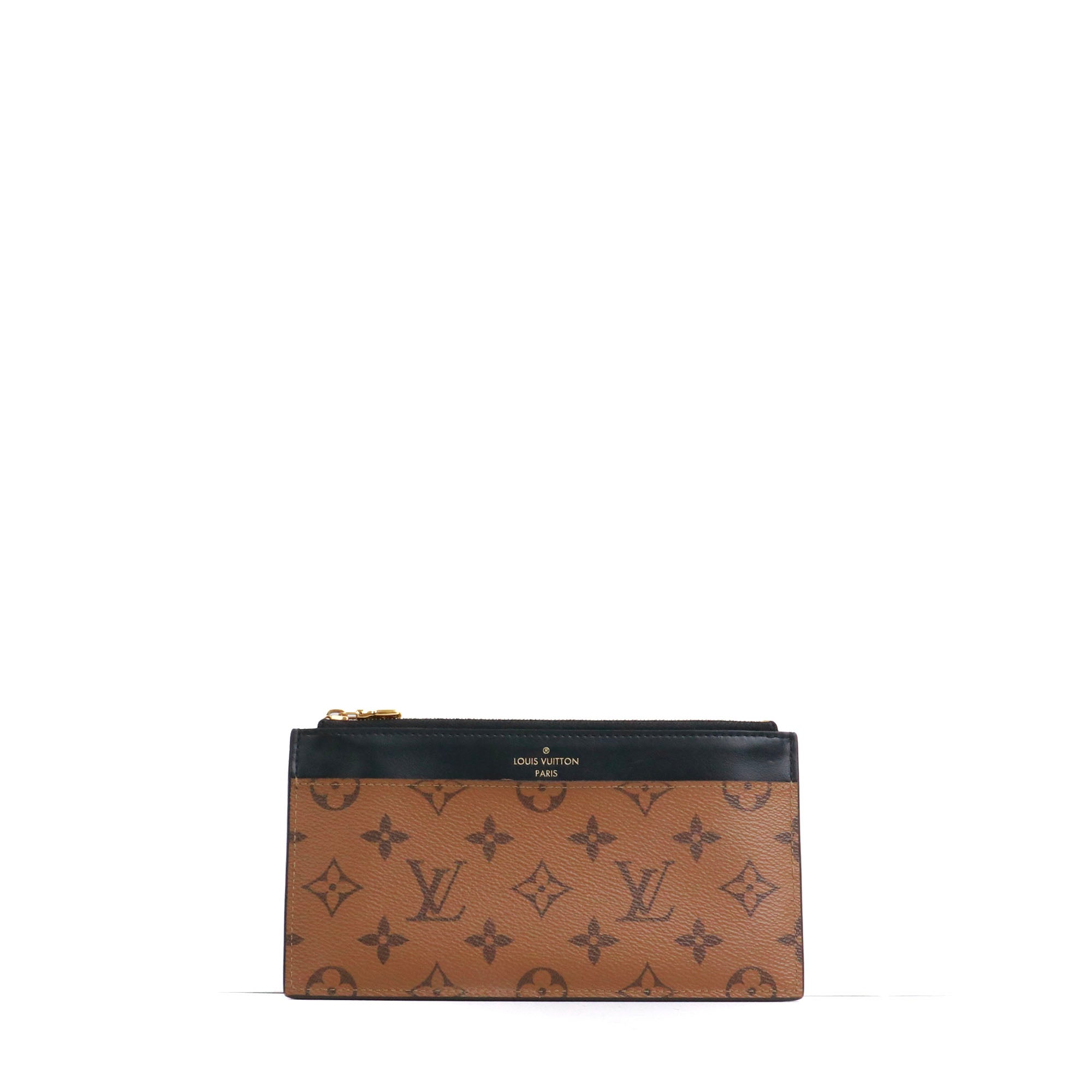 LOUIS VUITTON - Porte-monnaie et porte cartes Slim Louis Vuitton en toile monogramme reverse