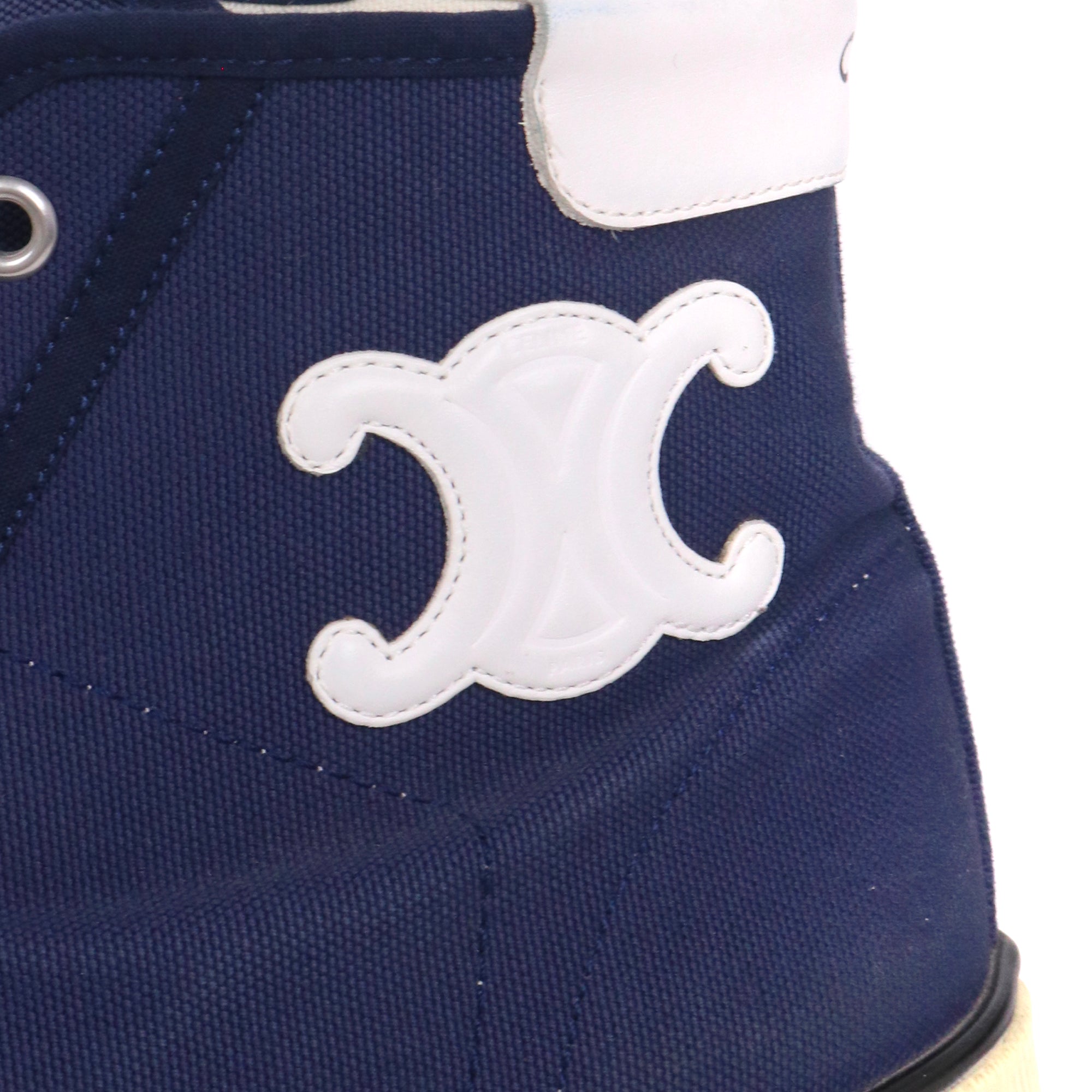 CELINE - Sneakers montantes Triomphe Celine en toile bleu marine (T40)