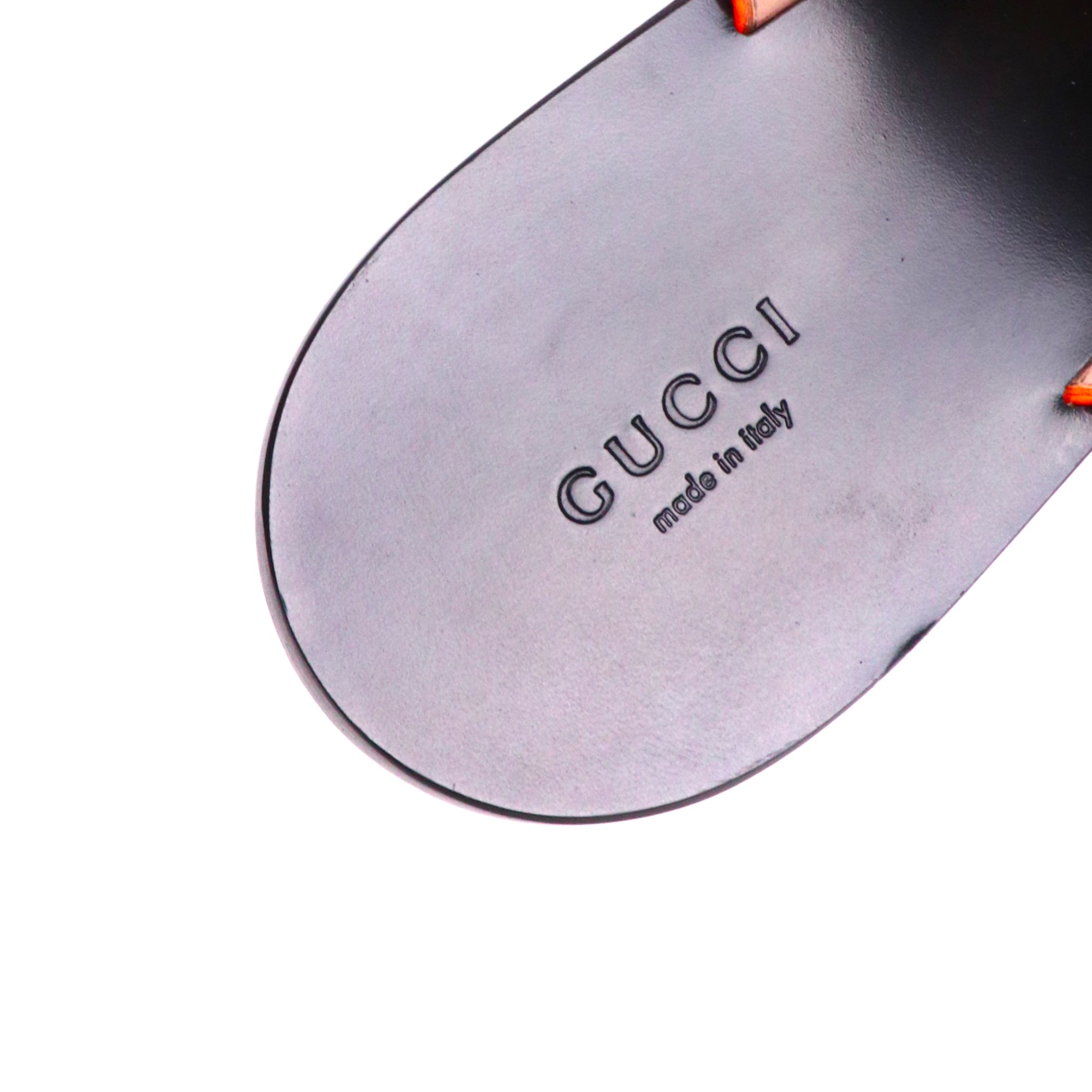 GUCCI - Sandales Marmont Par Amour Gucci en cuir grainé orange fluo (T39,5)