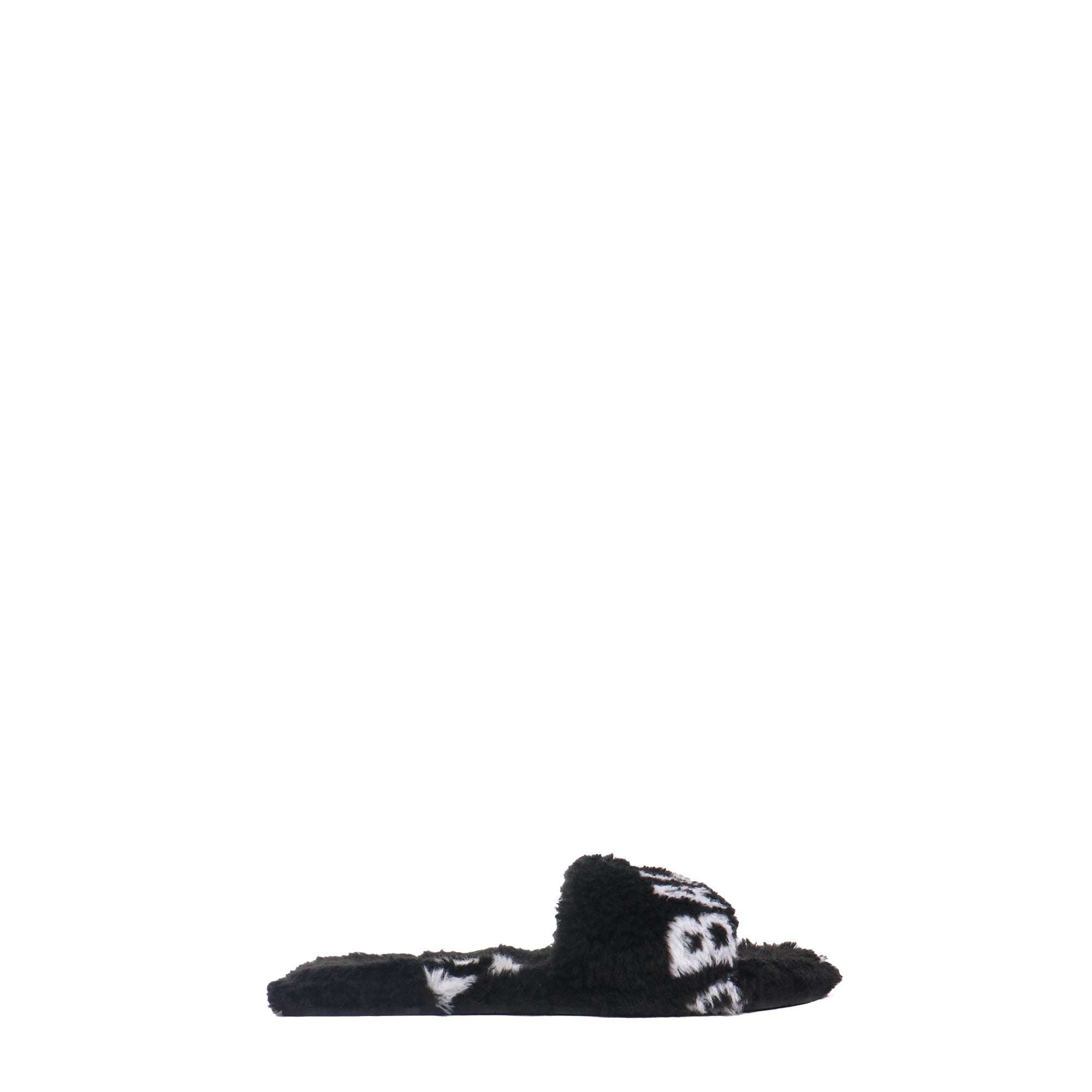 BALENCIAGA - Sandales Balenciaga en fourrure noire et blanche (T36)