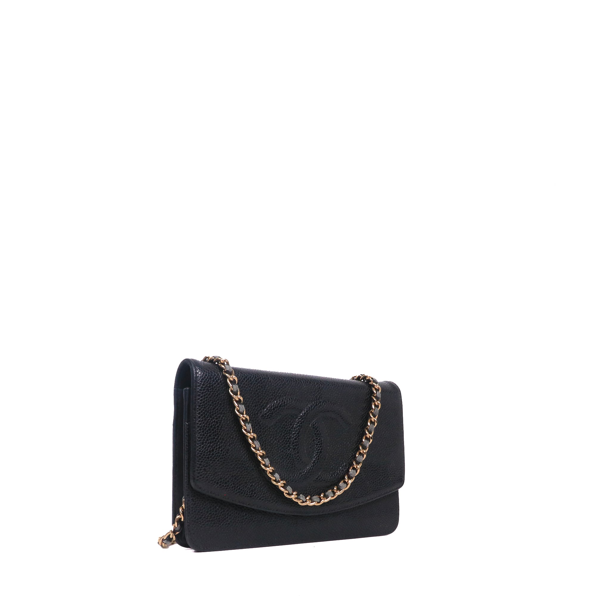 CHANEL - Sac Wallet On Chain Chanel en cuir caviar noir vintage