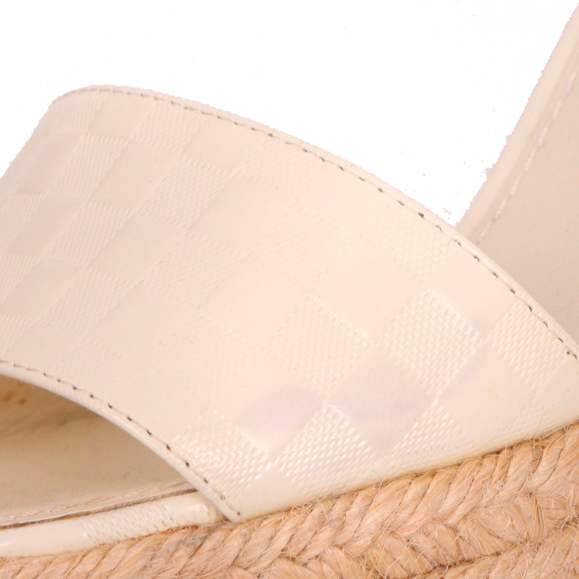 LOUIS VUITTON - Sandales compensées Louis Vuitton en cuir blanc crème (T37.5)