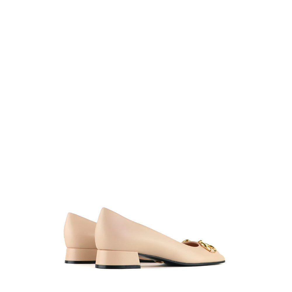 GUCCI - Mules à talon Ballet Flat en cuir beige (T36,5)