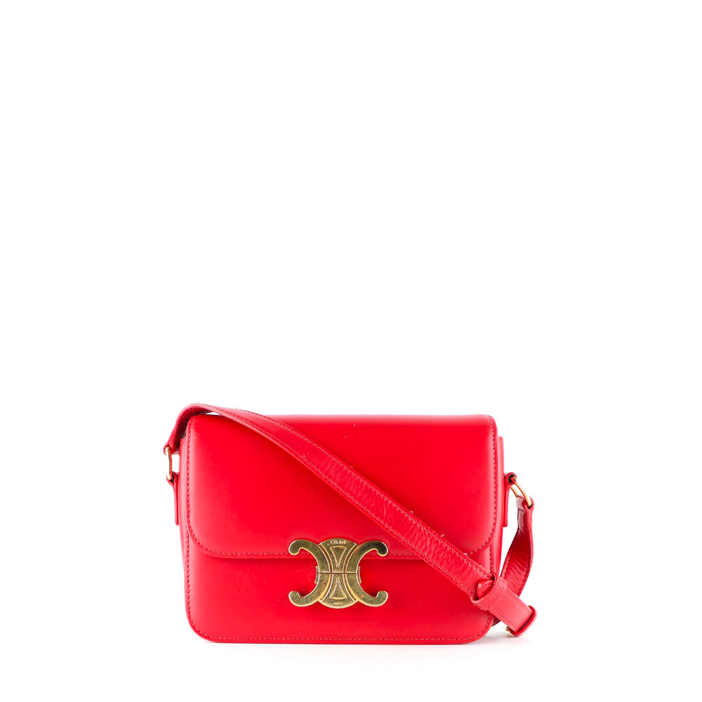 CELINE - Sac à bandoulière Triomphe teen en cuir rouge