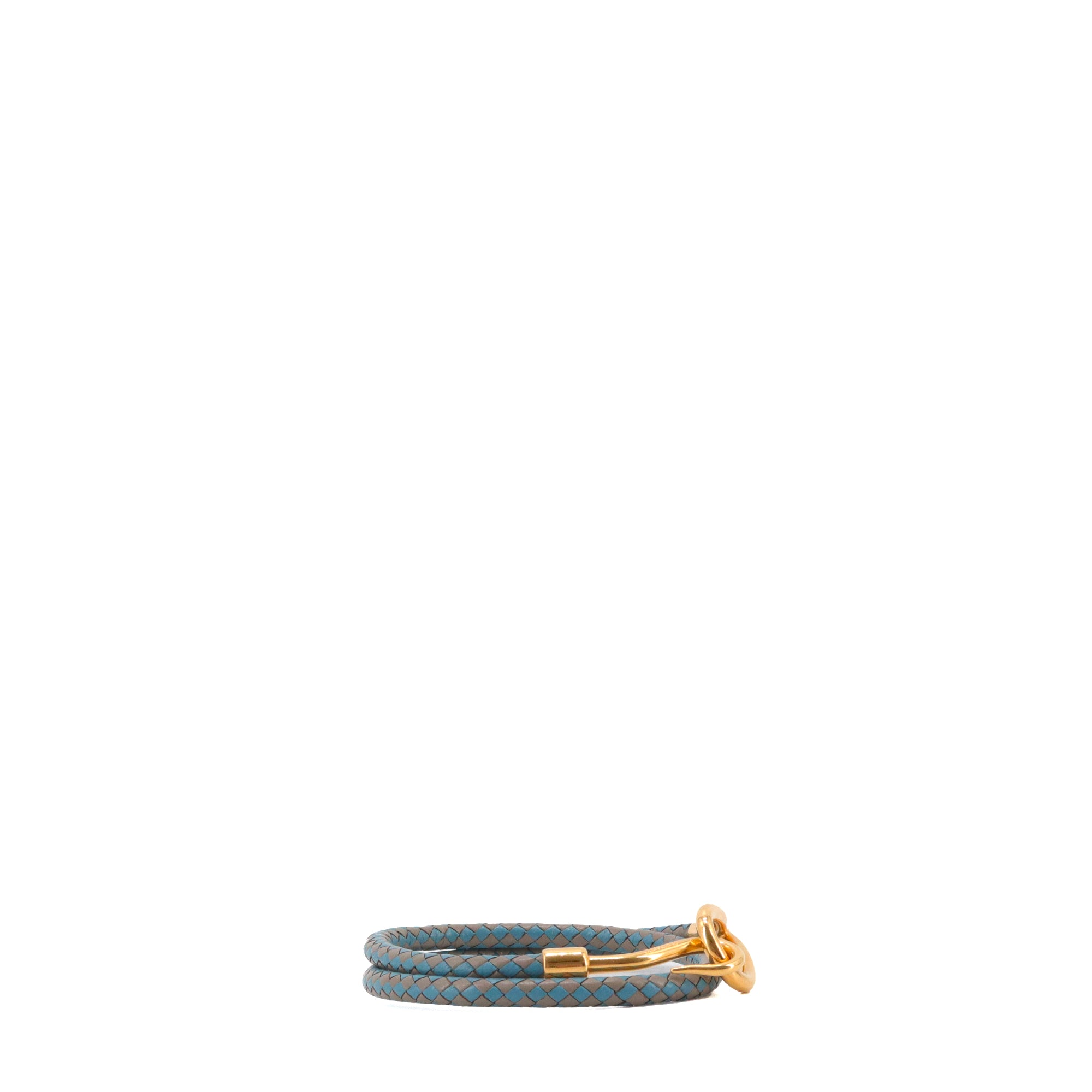 HERMÈS - Jumbo H bracelet in leather and canvas (T3)