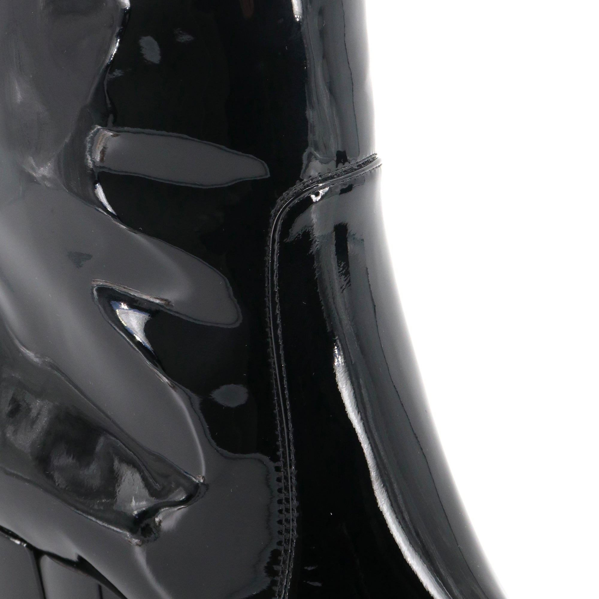 SAINT LAURENT - Bottes Saint Laurent en cuir verni noir (T37)