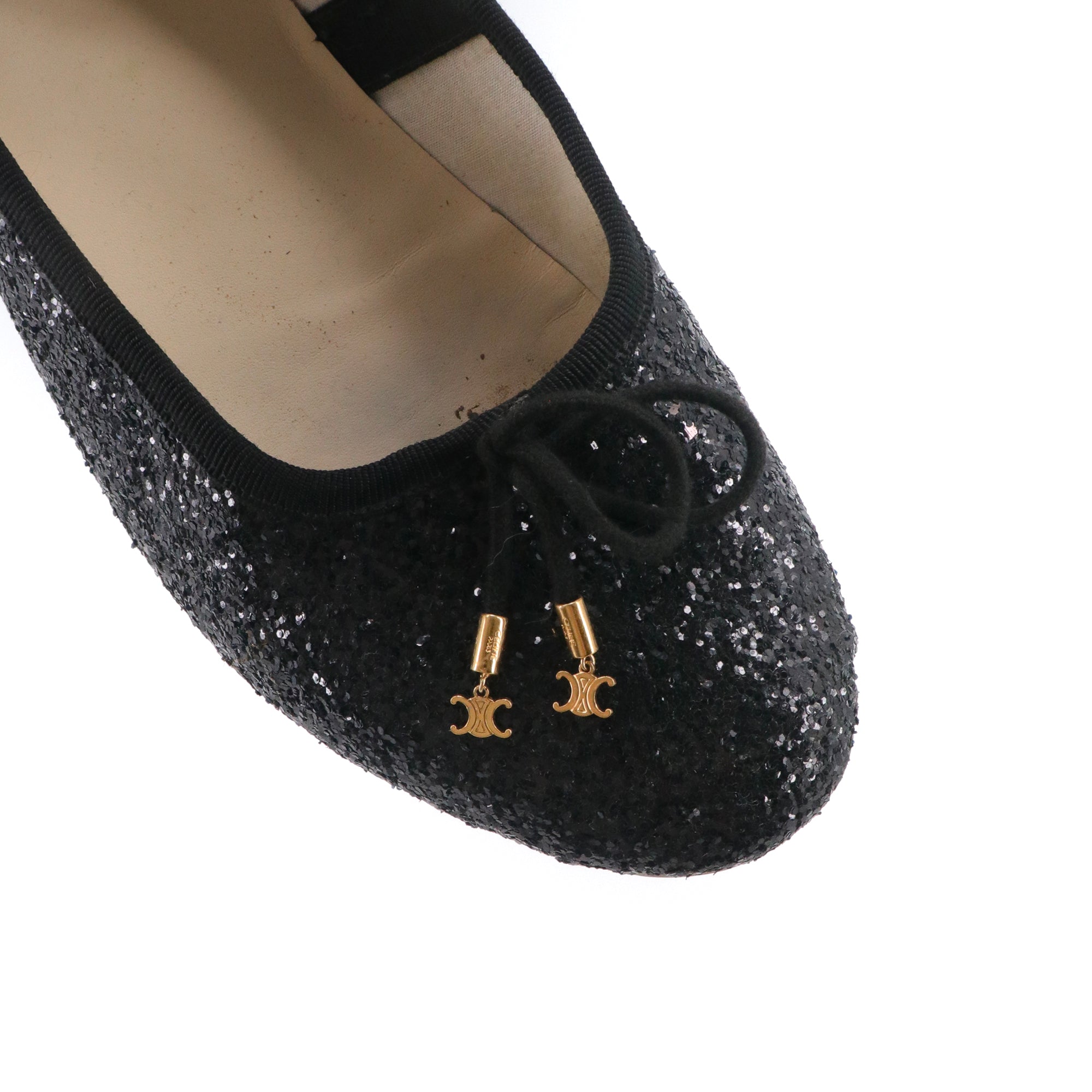 CELINE - Triomphe glitter ballerinas (T39)
