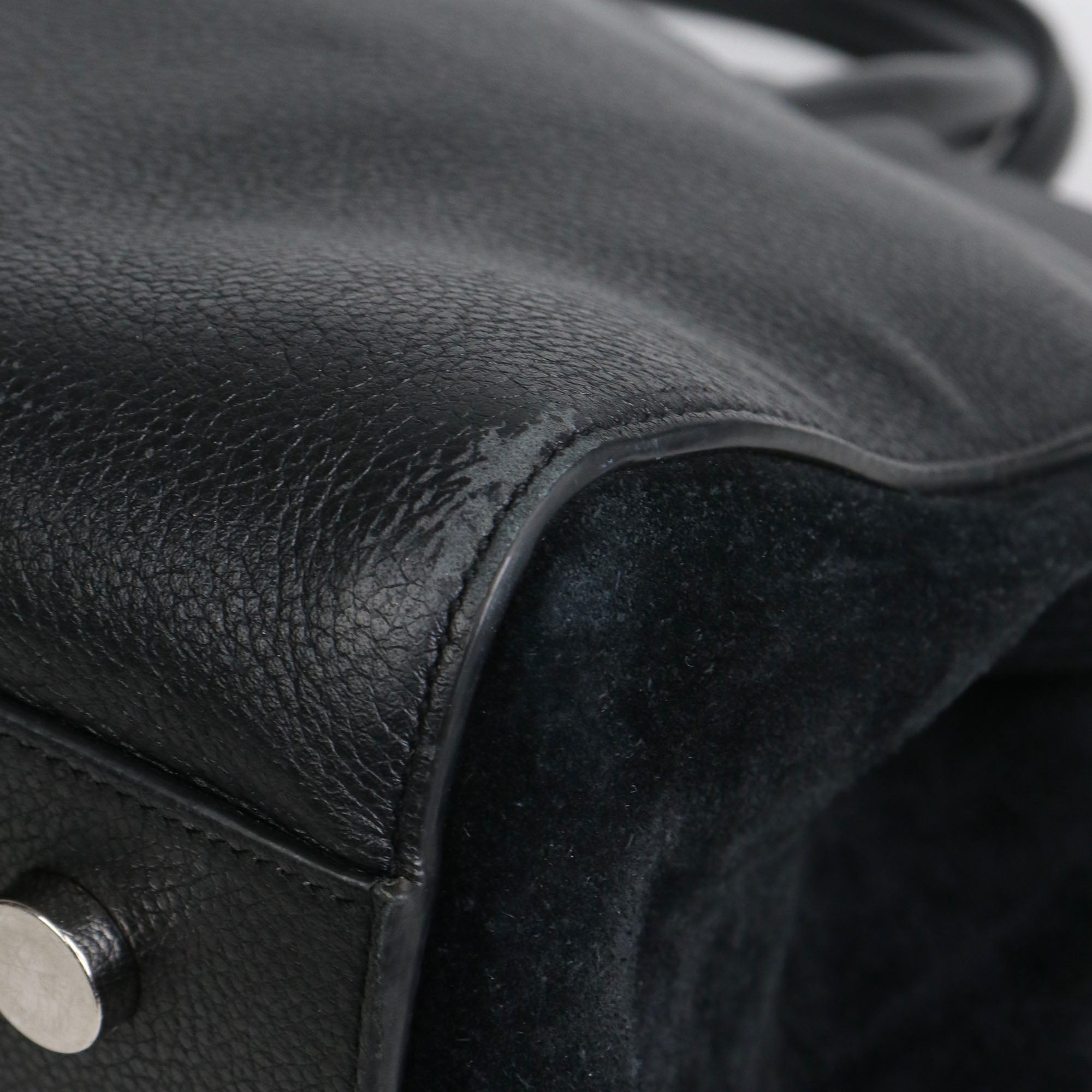 SAINT LAURENT - Sac à main Rive Gauche Saint Laurent en cuir et daim noir