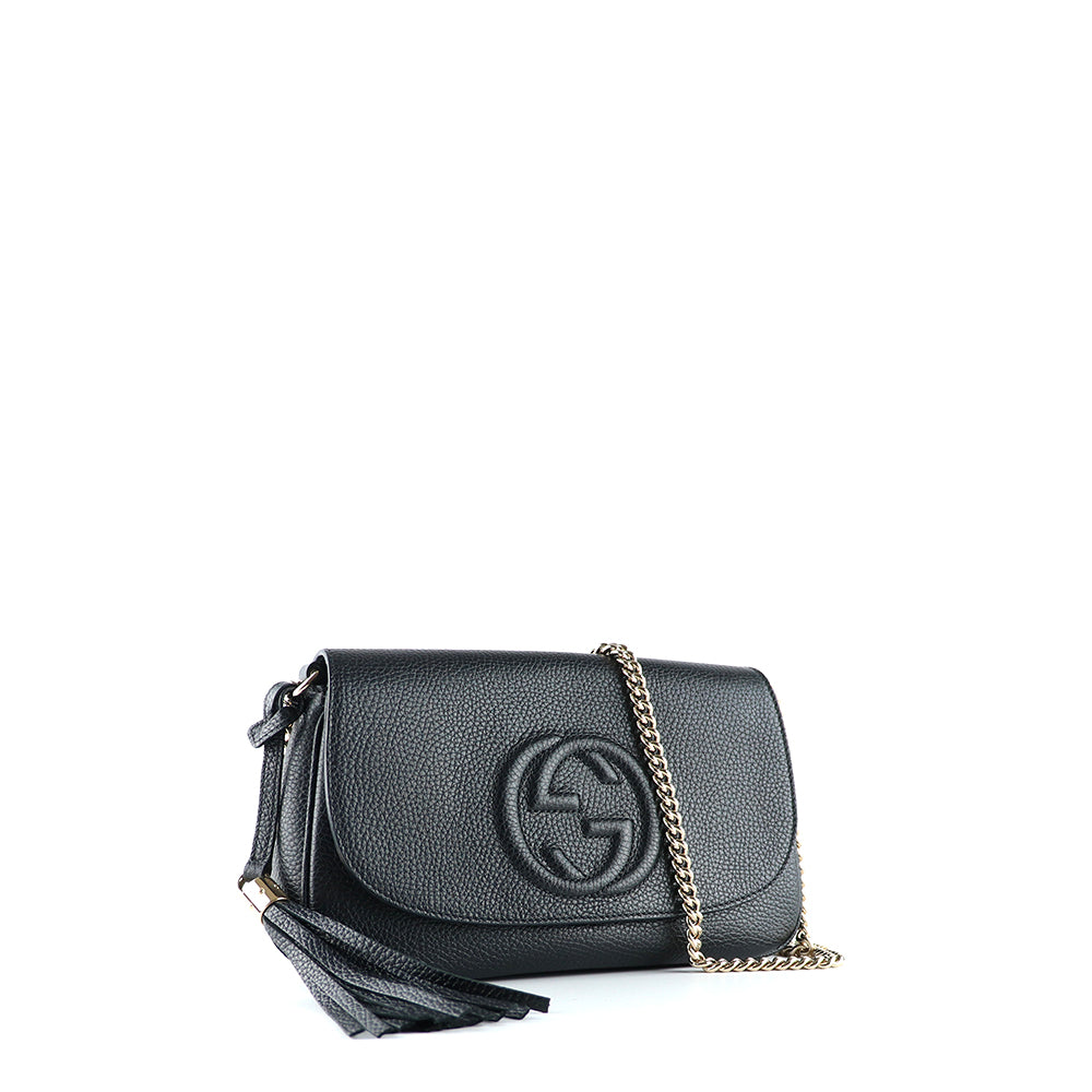 GUCCI - Soho shoulder bag in black grained leather