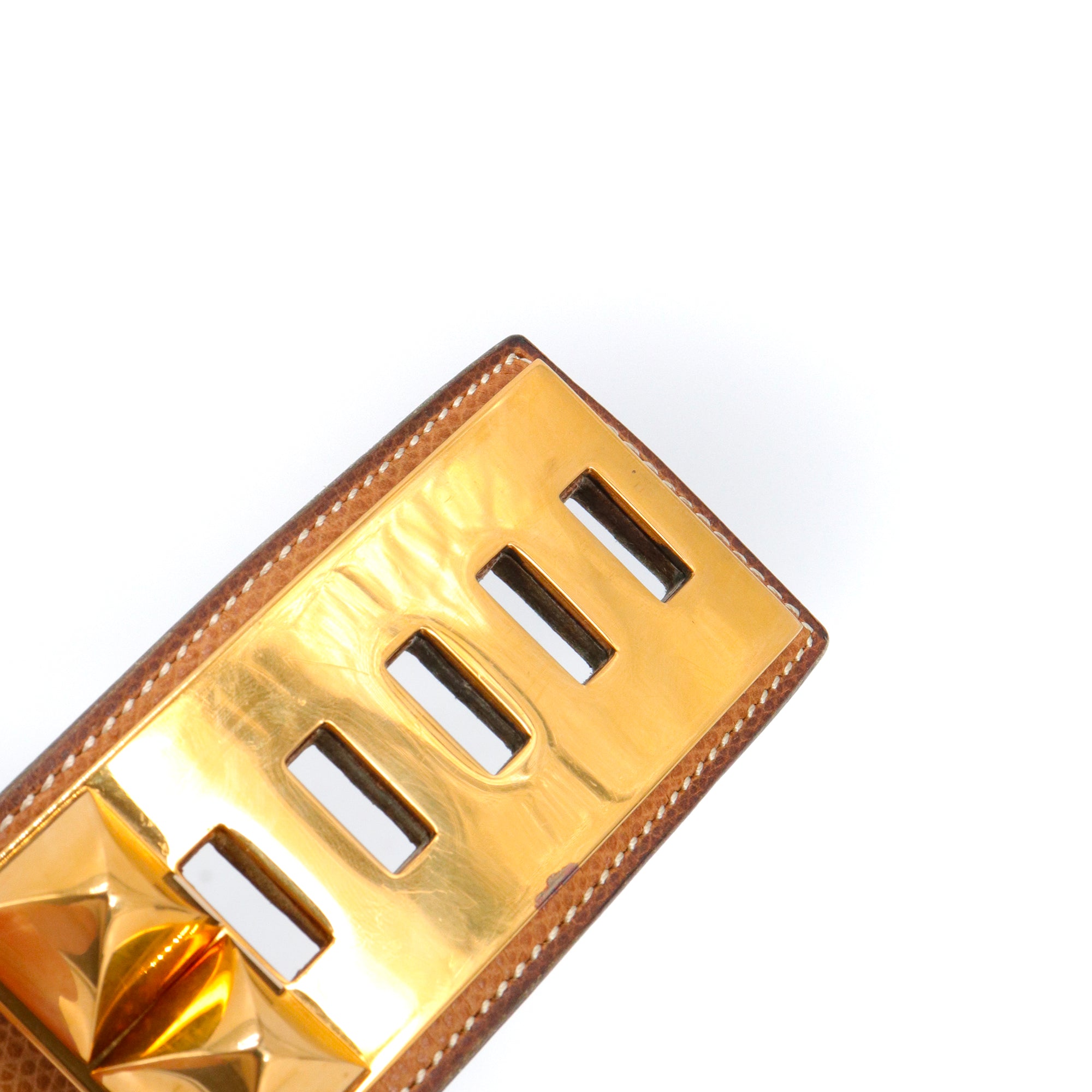 HERMÈS - Collier de Chien belt in gold leather (T70)