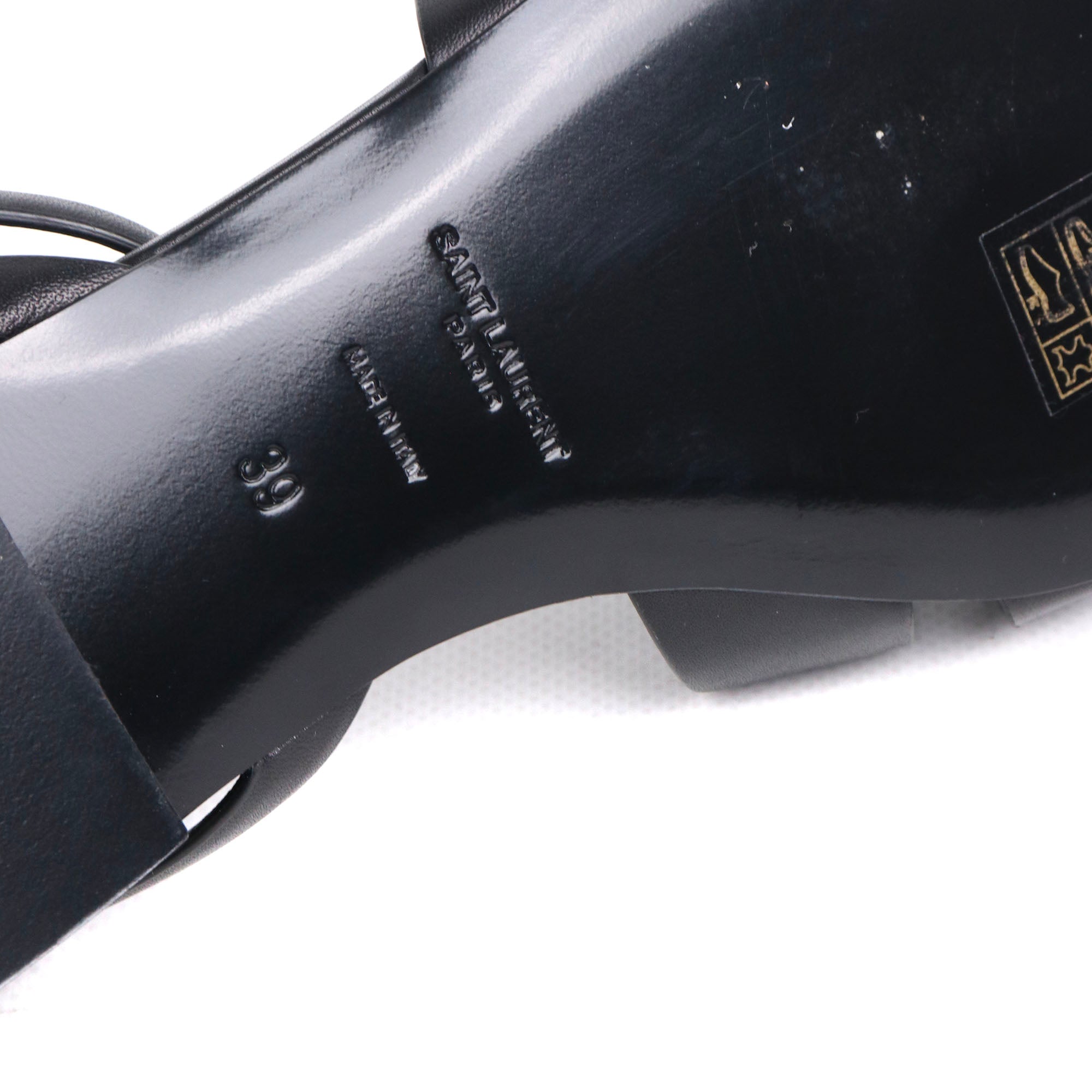 SAINT LAURENT - Sandales Tribute Saint Laurent en cuir noir (T39)