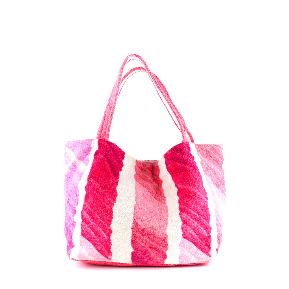 CHANEL - Tote bag in pink terrycloth and beach towel