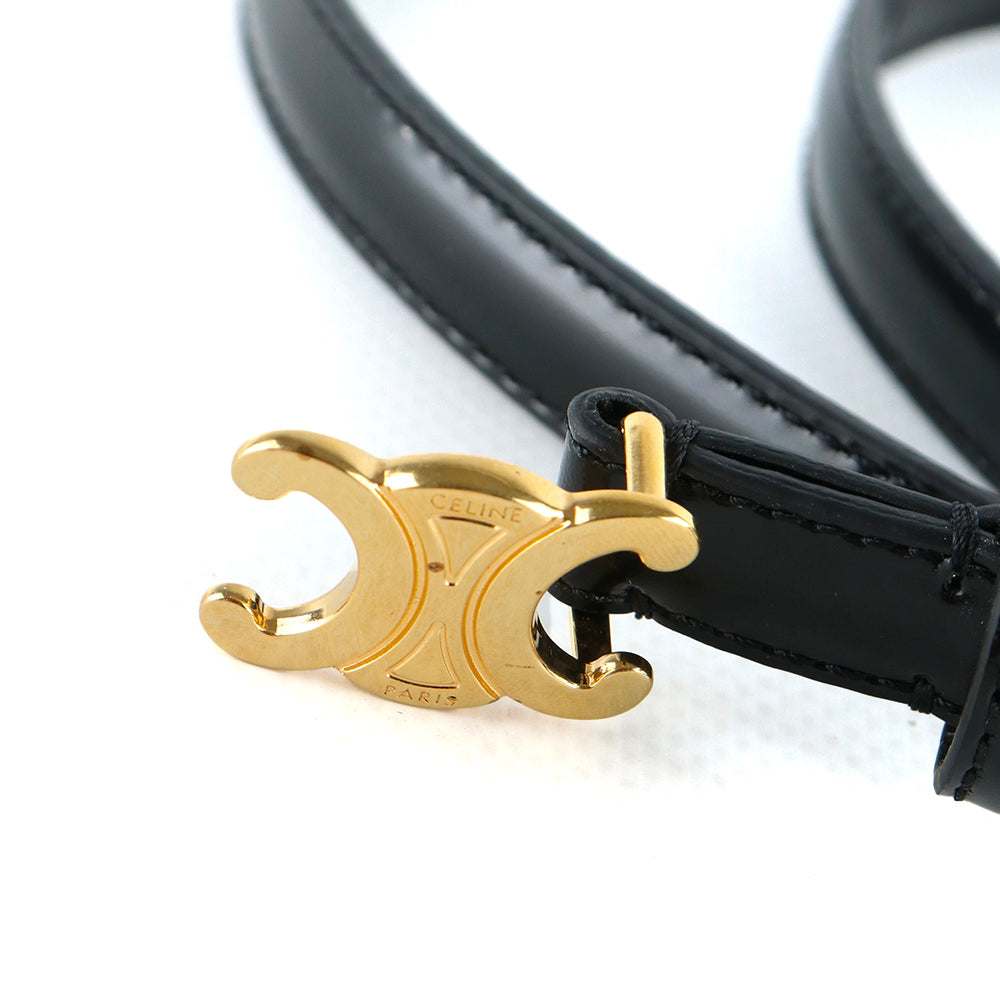 CELINE - Ceinture Triomphe teen en cuir noir (T80)