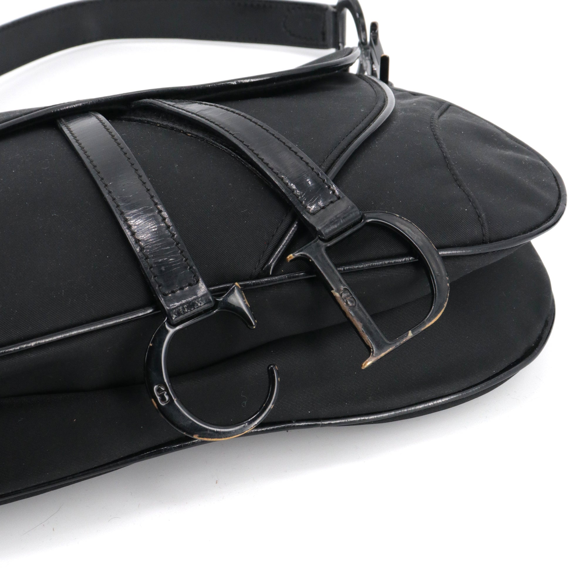 DIOR - Sac à épaule Saddle Vintage Dior en toile noire