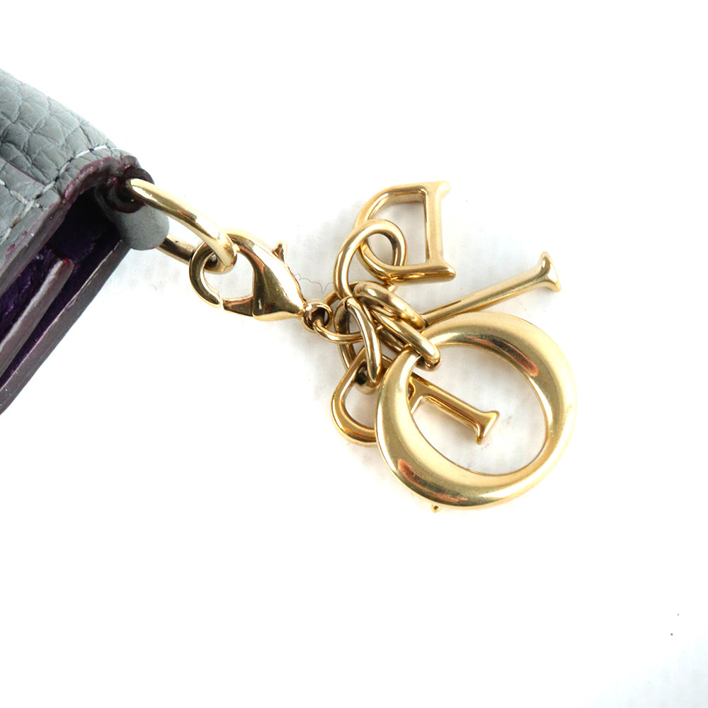 DIOR - Portefeuille Initiales en cuir grainé gris
