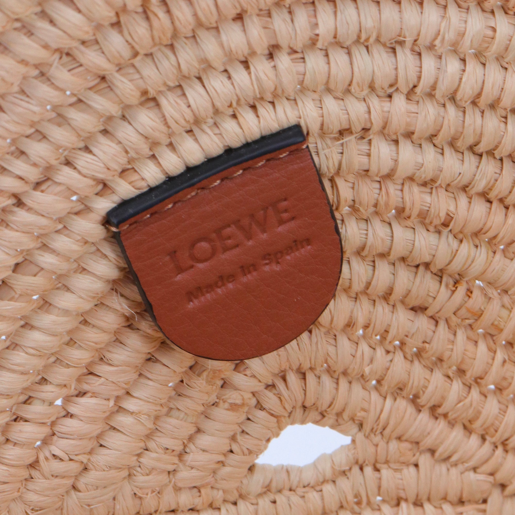 LOEWE - Panier à main Pétal Loewe en raphia et cuir marron