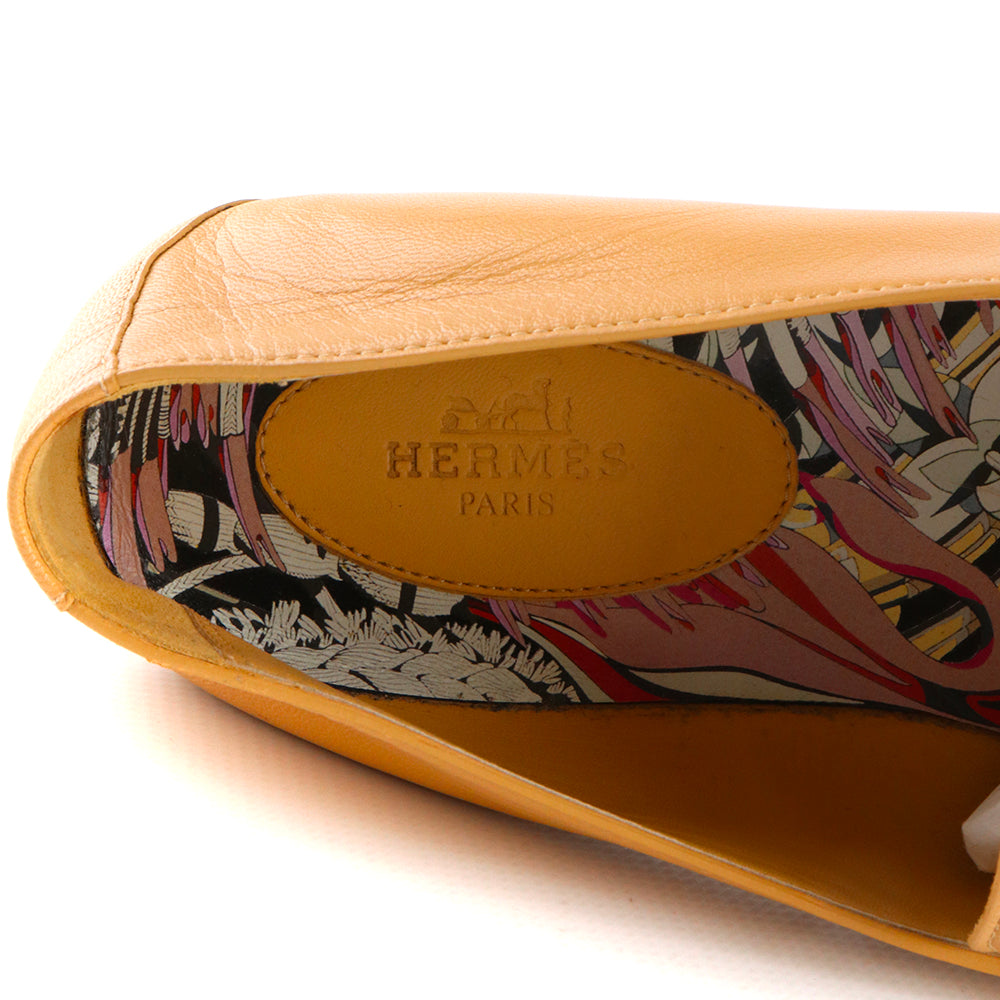 HERMÈS - Kennedy loafers in beige leather (T37.5)