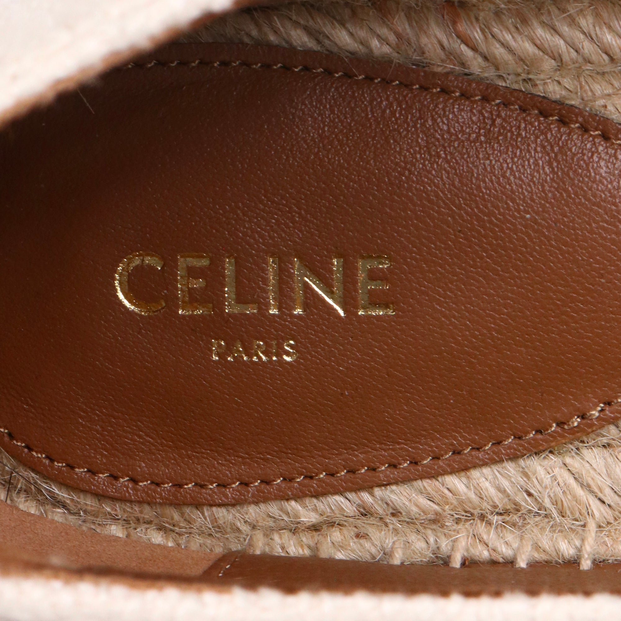 CELINE - Espadrilles Triomphe Celine en tweed et cuir de veau marron (T39)