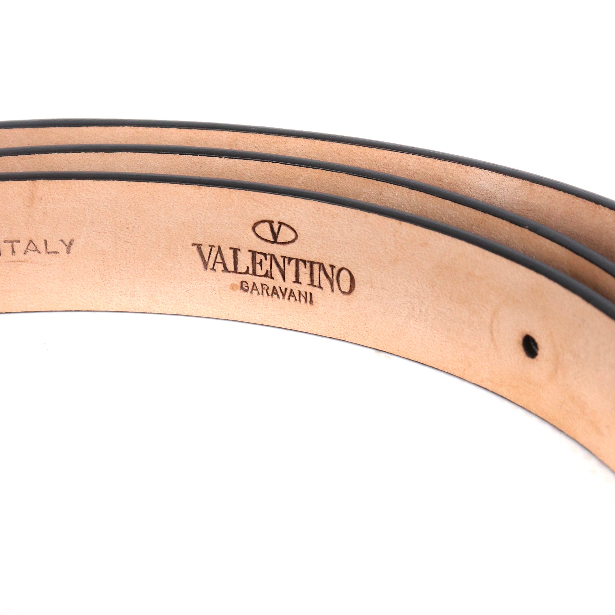 VALENTINO - Ceinture Rockstud Valentino en cuir noir (T95)