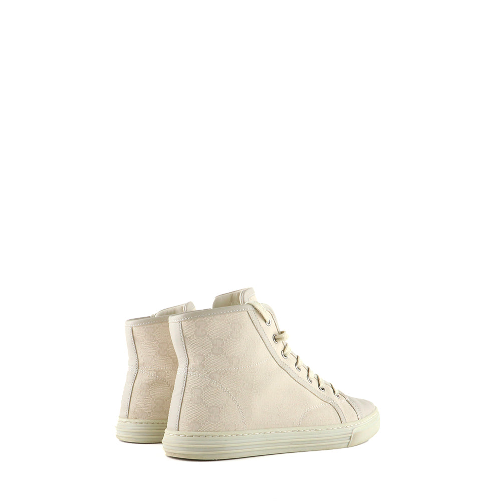 GUCCI - Sneakers montantes en toile monogrammée beige (T38)