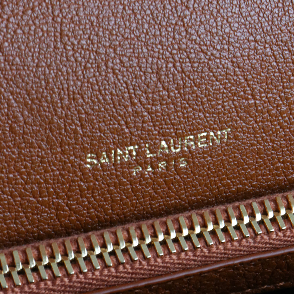 SAINT LAURENT - Sac à épaule Collège en cuir grainé marron