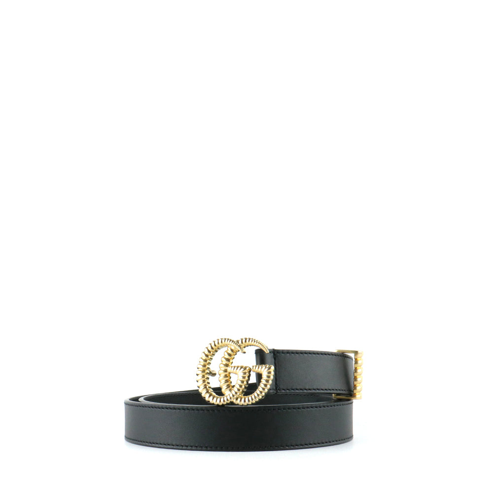 GUCCI - Ceinture GG Marmont en cuir lisse noir (T85)