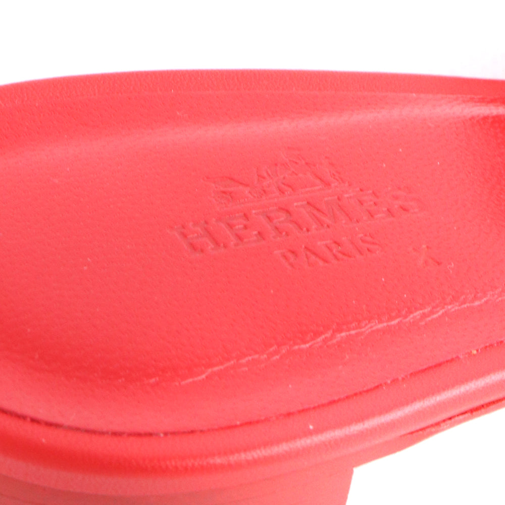 HERMÈS - Oasis sandals in red smooth leather (T37)